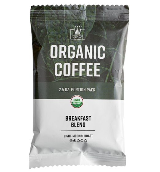 Crown Beverages Organic Breakfast Blend Coffee Packet 2.5 oz. - 24/Case