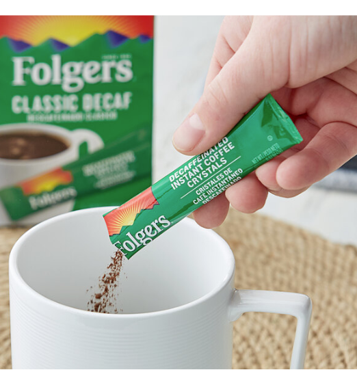Folgers Classic Decaf Instant Coffee Packets - 72/Case