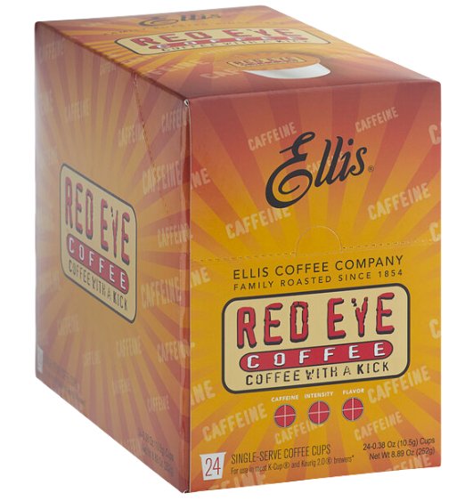 Ellis Red Eye High Caffeine Coffee Single Serve Cups - 24/Box