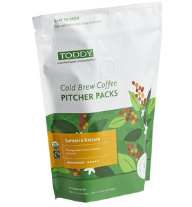 Toddy Fair Trade Organic Sumatra Ketiara Cold Brew Coffee Pitcher Packs 0.75 Gallon