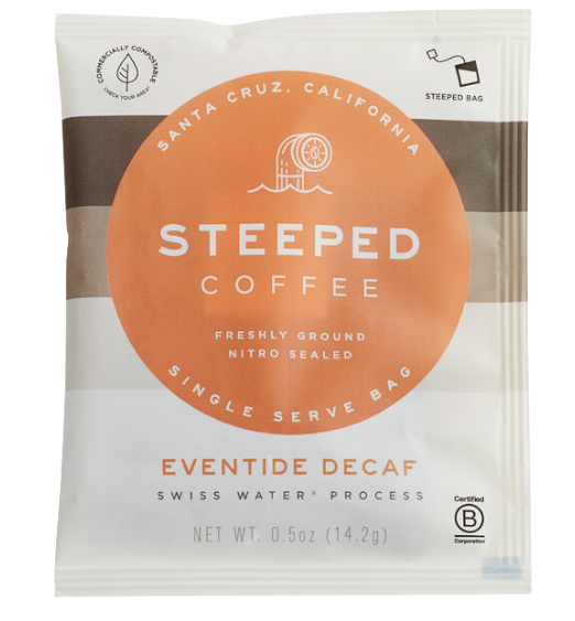 Steeped Coffee Eventide Blend Decaf Coffee Single Serve Bag - 100/Case