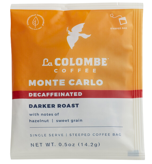 La Colombe Monte Carlo Blend Decaf Coffee Single Serve Bag - 100/Case