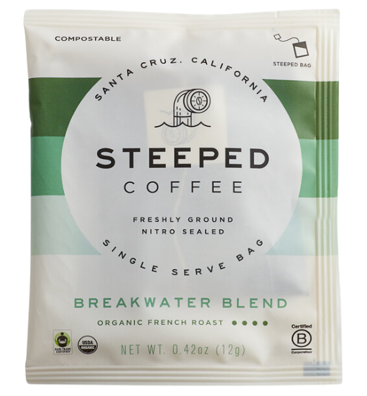 Steeped Coffee Organic Breakwater Blend Coffee Single Serve Bag - 100/Case