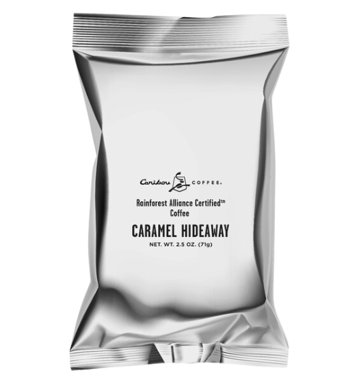 Caribou Coffee 2.5 oz. Caramel Hideaway Flavored Coffee Packet - 18/Case