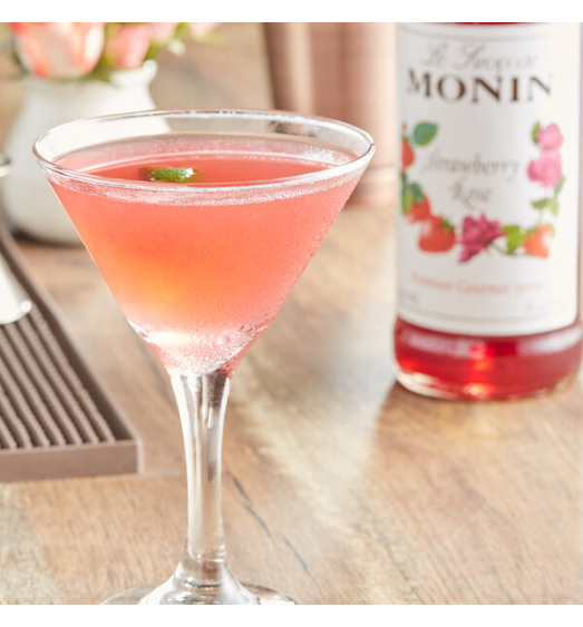Monin Premium Strawberry Rose Flavoring Syrup 750 mL