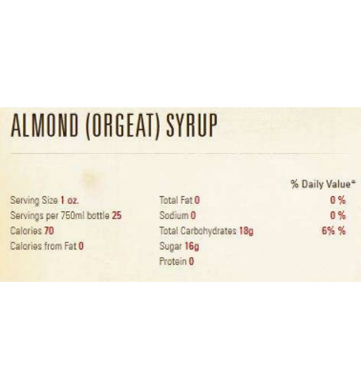 Torani Almond (Orgeat) Flavoring Syrup 750 mL