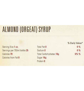 Torani Almond (Orgeat) Flavoring Syrup 750 mL