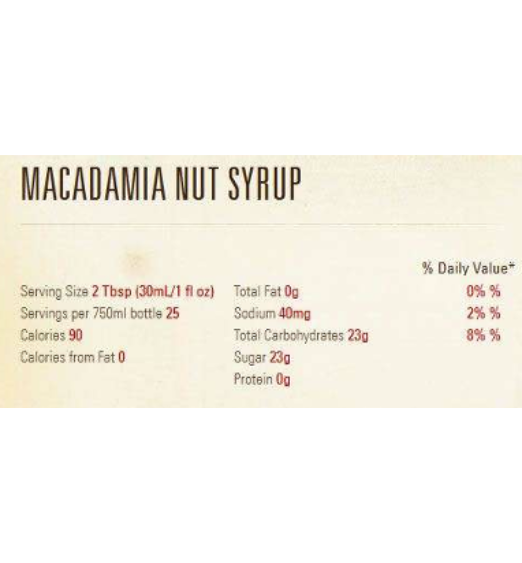 Torani Macadamia Nut Flavoring Syrup 750 mL