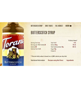 Torani Butterscotch Flavoring Syrup 750 mL