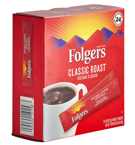 Folgers Classic Roast Instant Coffee Packets - 192/Case