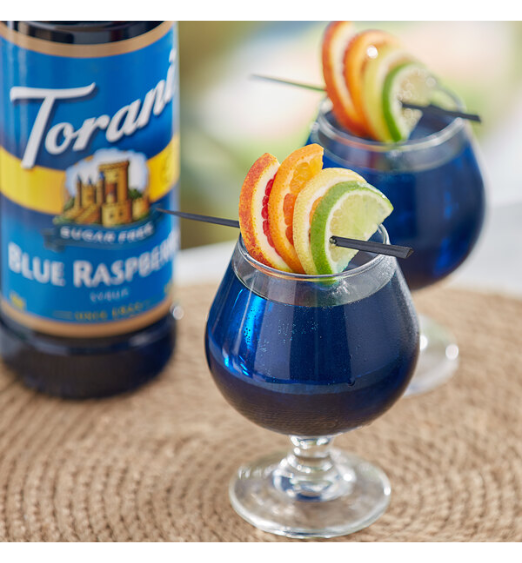 Torani Sugar Free Blue Raspberry Flavoring Syrup 750 mL Plastic Bottle