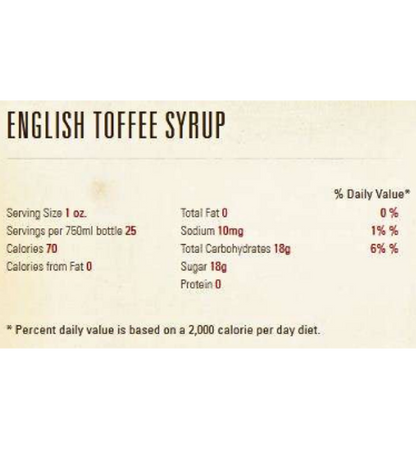 Torani English Toffee Flavoring Syrup 750 mL