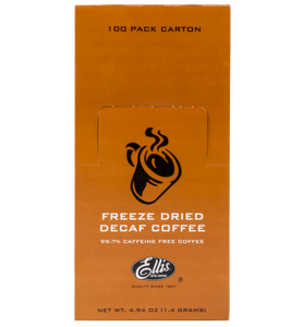 Ellis Freeze Dried Instant Decaf Coffee Packet - 100/Box