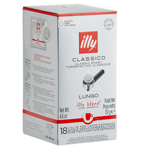 illy Classico Lungo Single Serve Espresso Pods - 18/Box