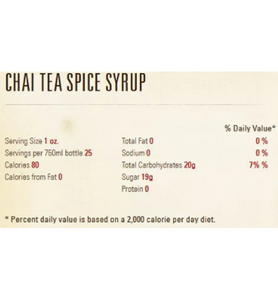 Torani Chai Tea Spice Flavoring Syrup 750 mL